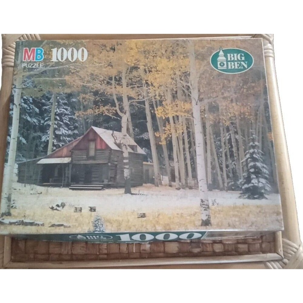 MB Puzzle 1000 Piece Big Ben Cabin Woods 4962-20